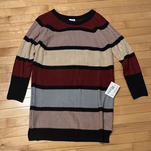 LuLaRoeStriped Sweater Dress warm colors medium NWT
